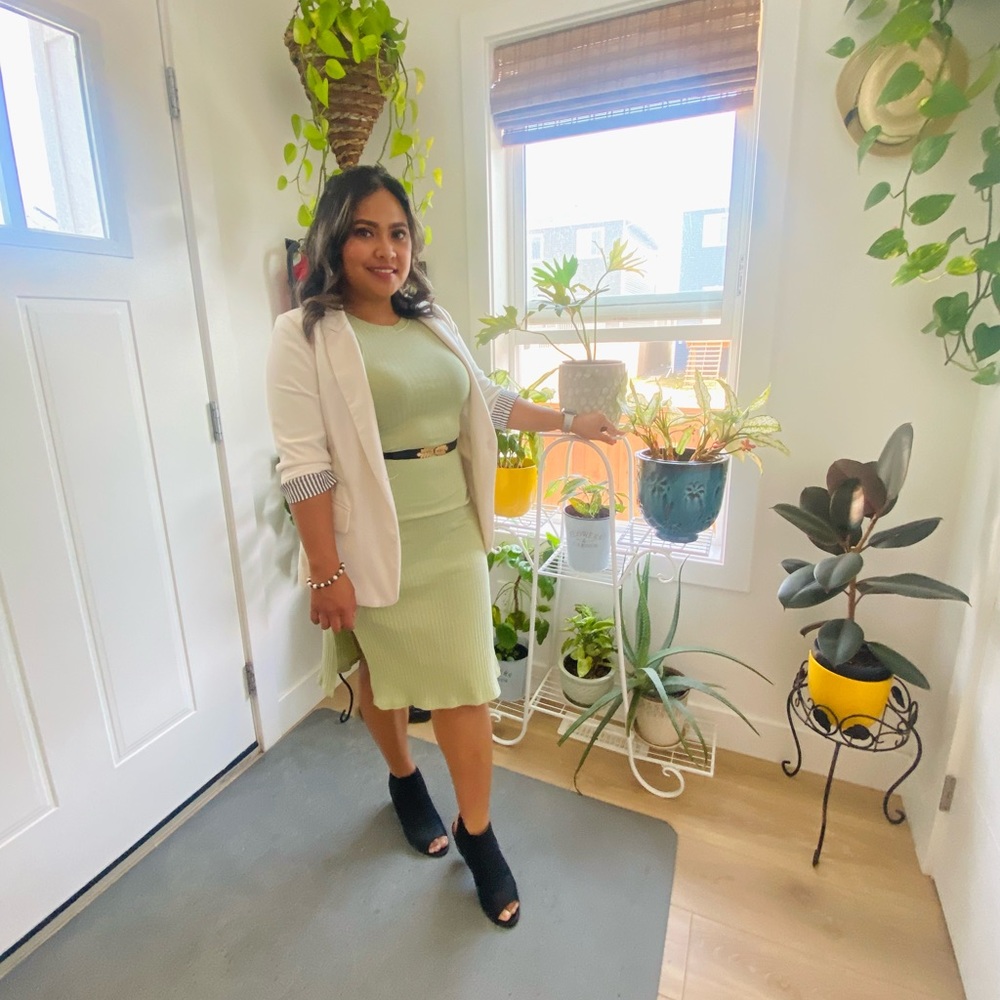 Halara sage green knit dress